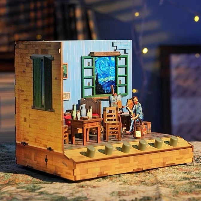 Vincent Van Gogh Bedroom in Arles DIY Miniature House Kit | Dollhouse | 3D Wooden Puzzles