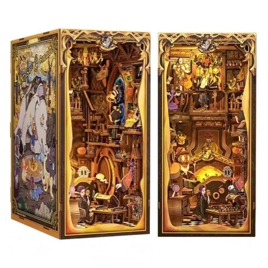 Fantastic Animal Common Room DIY Book Nook Kit, A charming magic academy series miniature crafts, perfect for DIY crafting enthusiasts and dollhouse collectors alike. Ideal for bookshelf decor of gift for magic world lovers