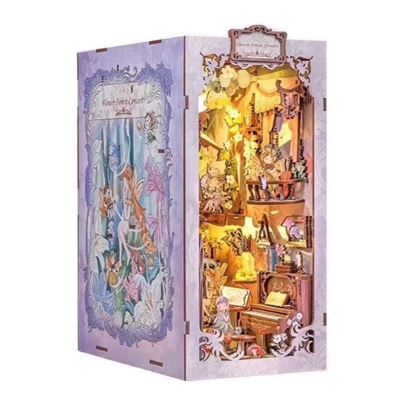 Flower Forest Concert DIY Book Nook Kit, A charming fairyland themed miniature crafts, perfect for DIY crafting enthusiasts and dollhouse collectors alike. Ideal for bookshelf decor of gift for fairyland lovers