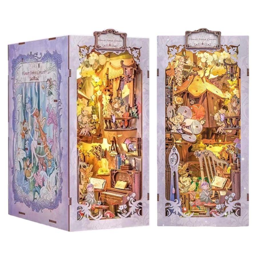 Flower Forest Concert DIY Book Nook Kit, A charming fairyland themed miniature crafts, perfect for DIY crafting enthusiasts and dollhouse collectors alike. Ideal for bookshelf decor of gift for fairyland lovers