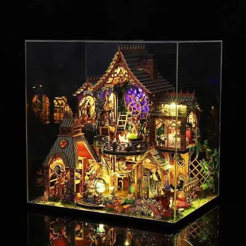 Magic Forest House DIY Dollhouse Kit featuring a miniature magic house with detailed scenes. Perfect for DIY lovers, dollhouse collectors, home decor, A great DIY project for magic world fans.