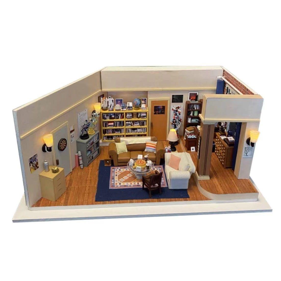 Sheldon's Apartment DIY Dollhouse Kit, a miniature house crafts inspired by the TV show "The Big Bang Theory", perfect for model building lovers, dollhouse collectors, home decor, A great DIY project for "The Big Bang Theory" fans.