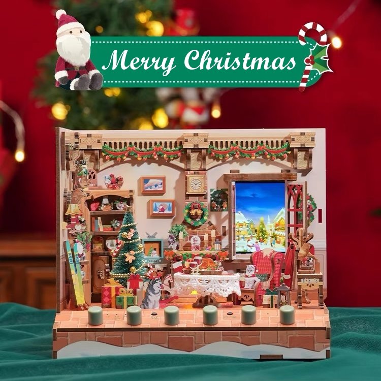 Christmas DIY Miniature House Kit -  Music Box - 3D Wooden Puzzles - Dollhouse - Diorama