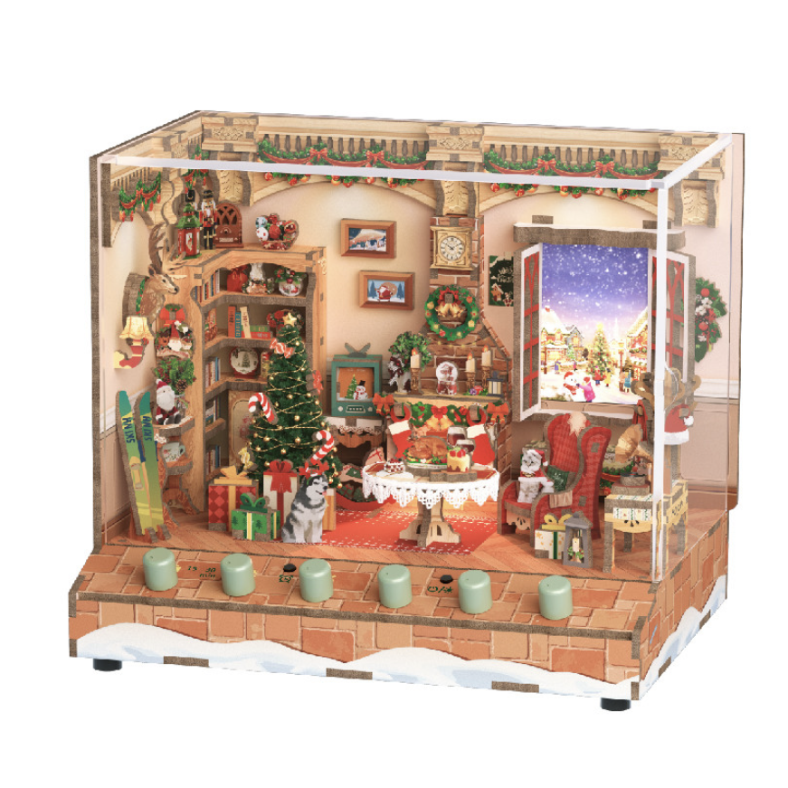 Christmas DIY Miniature House Kit -  Music Box - 3D Wooden Puzzles - Dollhouse - Diorama