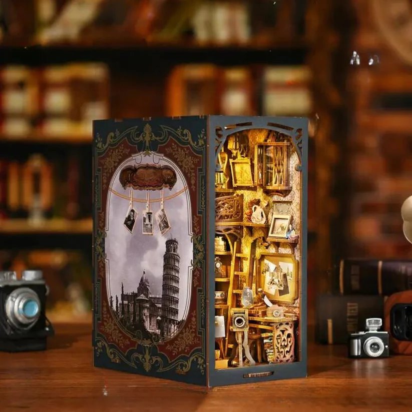 Darkroom Film | DIY Book Nook Kit | 3D Wooden Puzzle Bookend | bookshelf insert diorama | miniature house kit