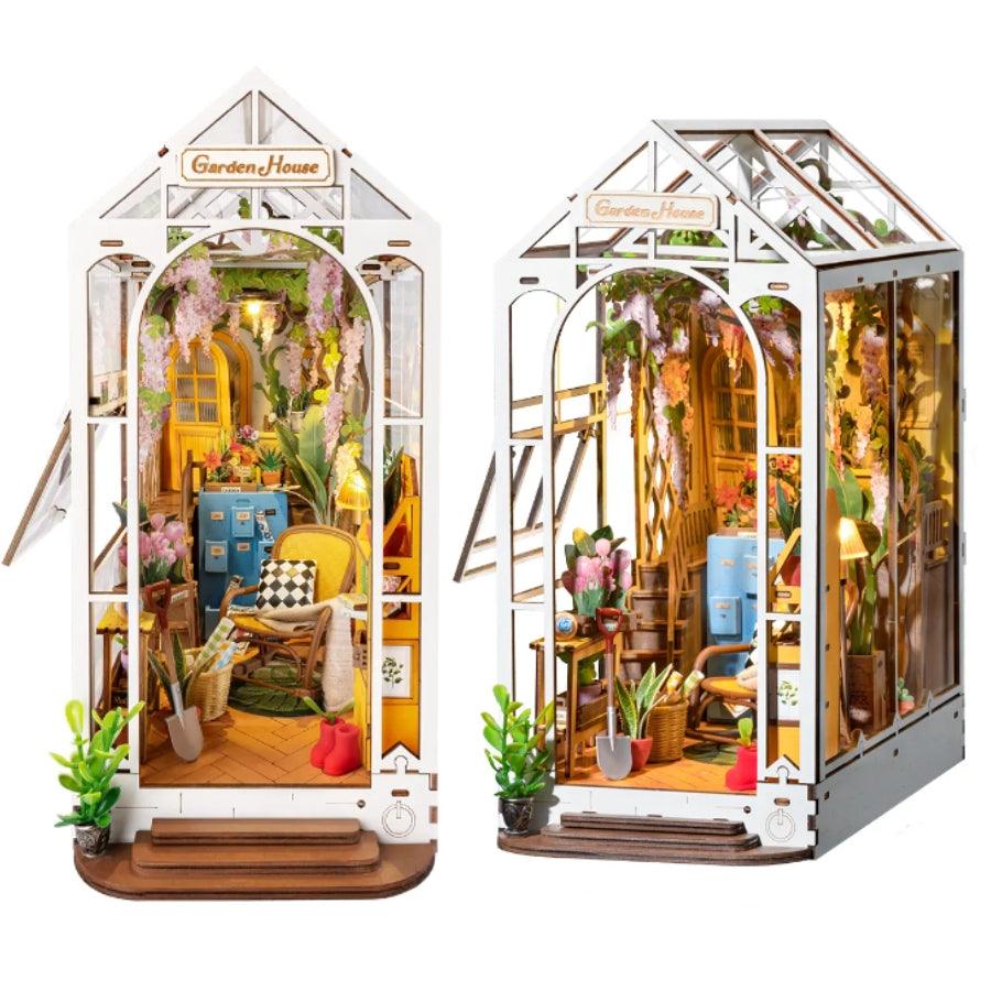 Garden House Diy Book Nook Kit - greenhouse inspired shelf insert diorama - miniature crafts