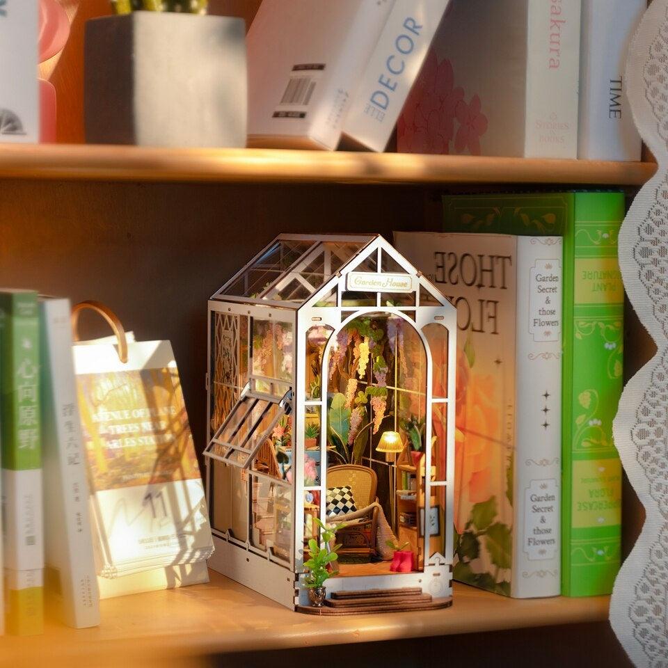 Garden House Diy Book Nook Kit - greenhouse inspired shelf insert diorama - miniature crafts