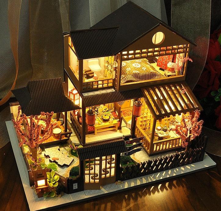 Sakura Courtyard - Japanese House- DIY Miniature Dollhouse Kit - Tonecheer