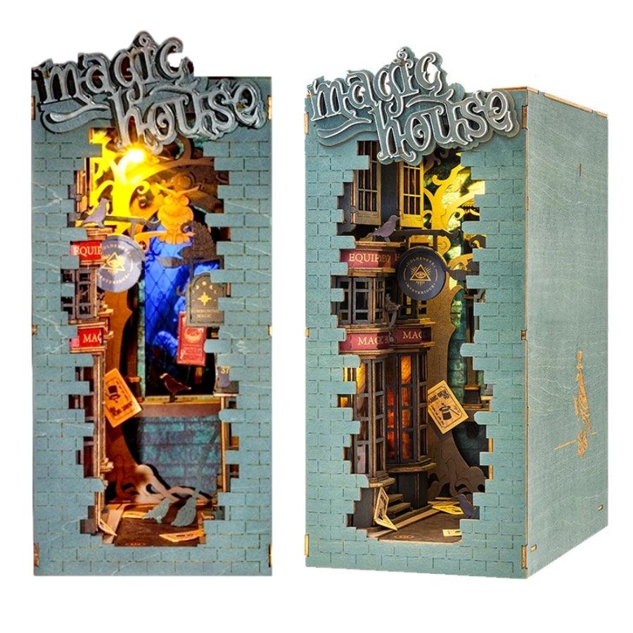 diagon alley themed diy wooden book nook kit for bookshelf  insert decor or Harry Potter loversr