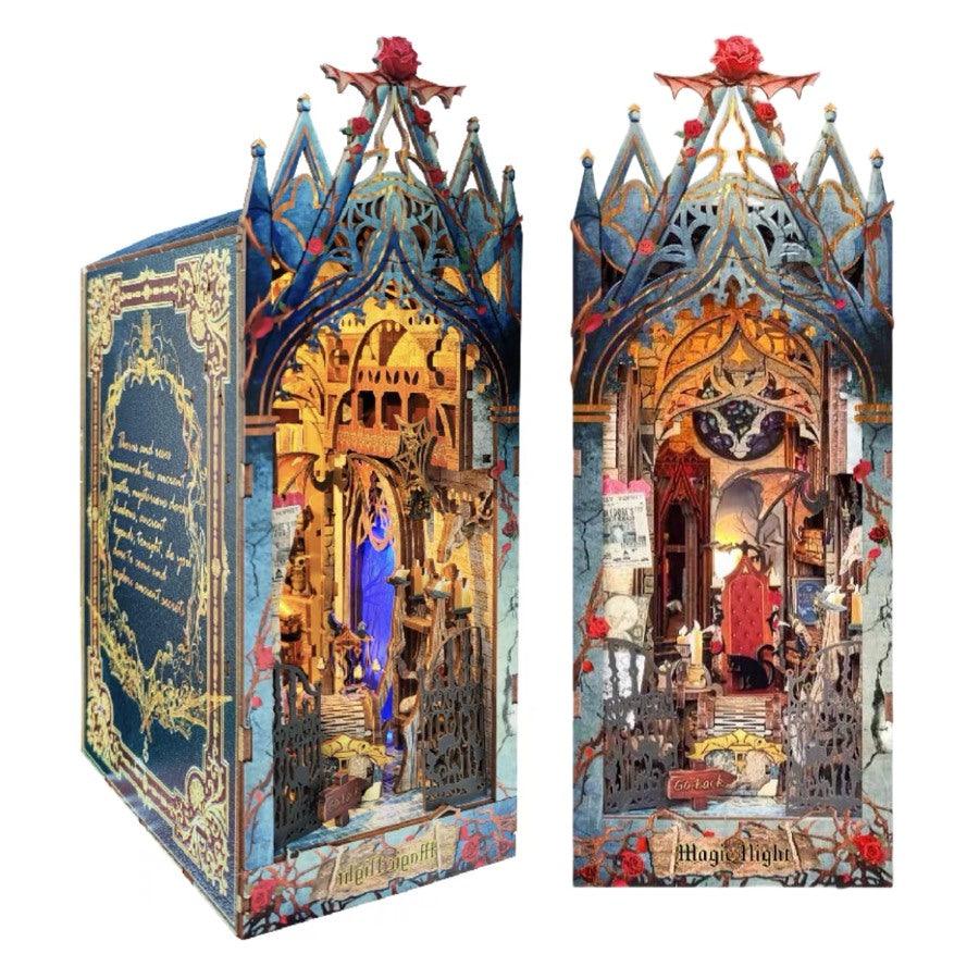 Dracula vampire inspired - Twilight Castle DIY Book Nook Kit - Bookshelf Inert Diorama -3D Wooden Bookends - Miniature Crafts